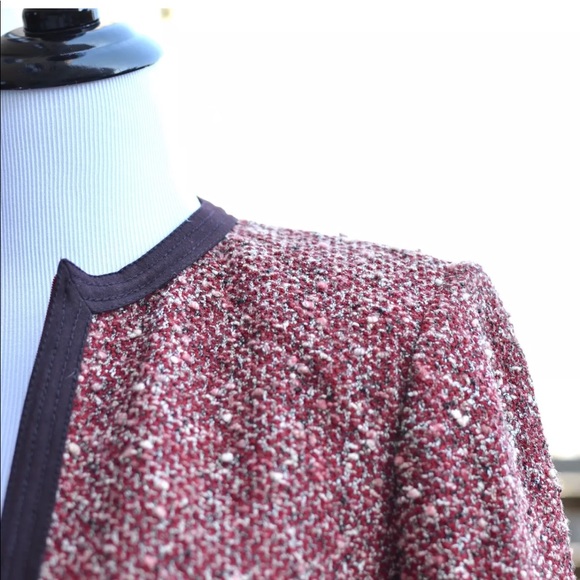 St John Collection Claret Red Tweed Boucle Jacket - Picture 6 of 8